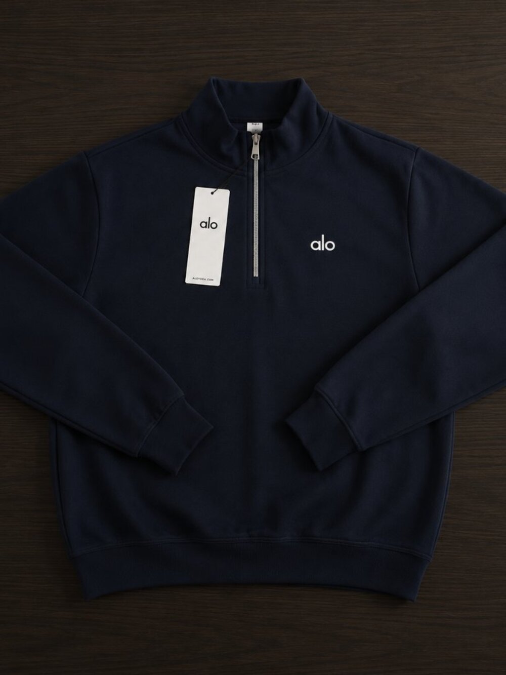 ALO Yoga Unisex Navy Quarter-Zip Hoodie and Jogger Set NWT - Picture 2 of 7